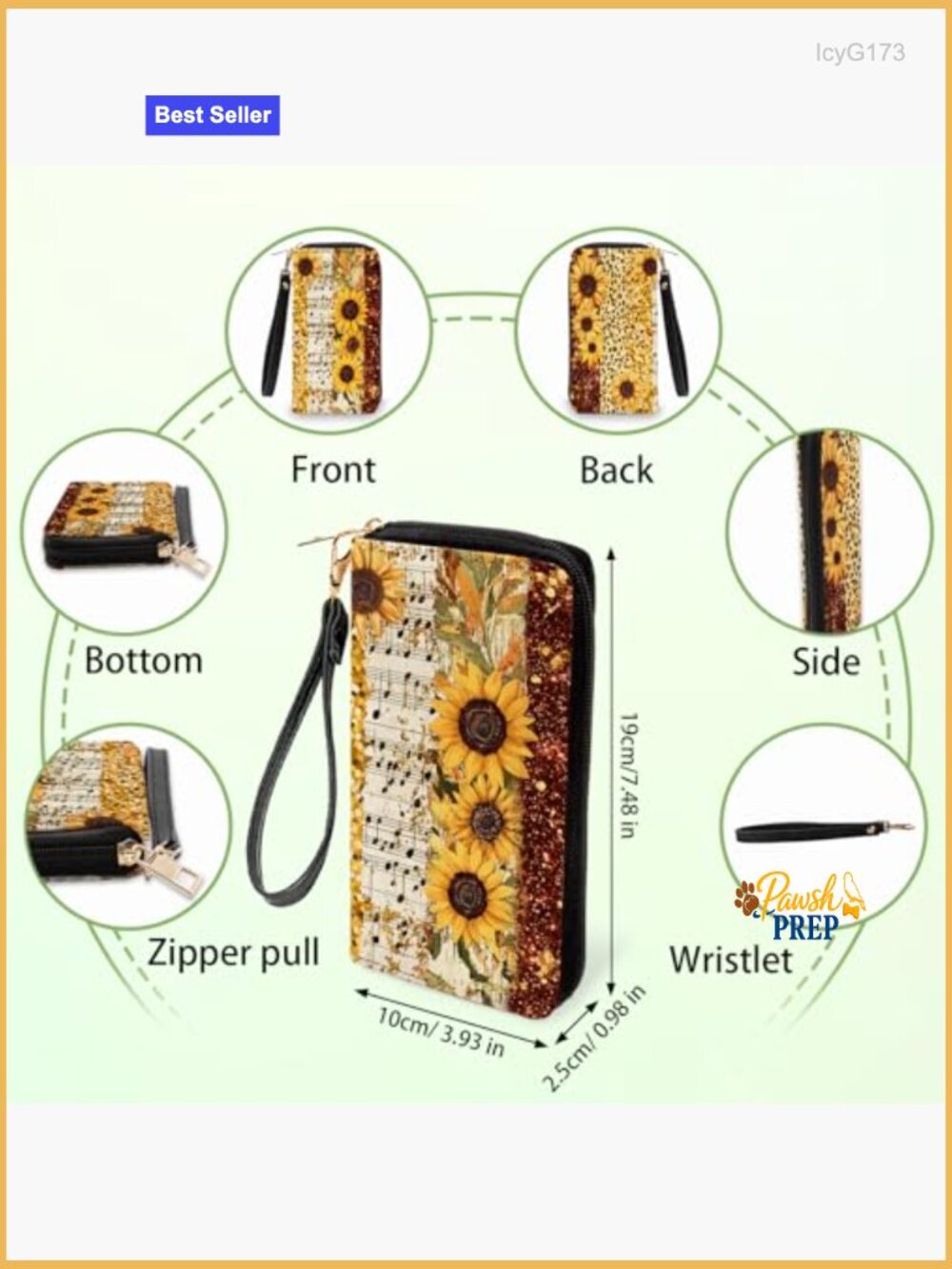 Leopard Print Wallet with Wristlet, Card Slots & Phone Holder - Picture 3 of 7